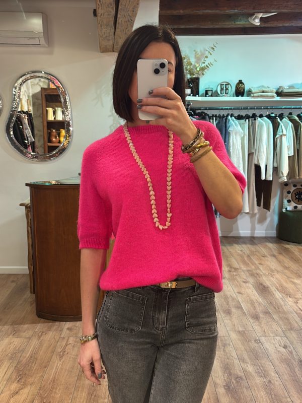 Pull Agathe rose fluo